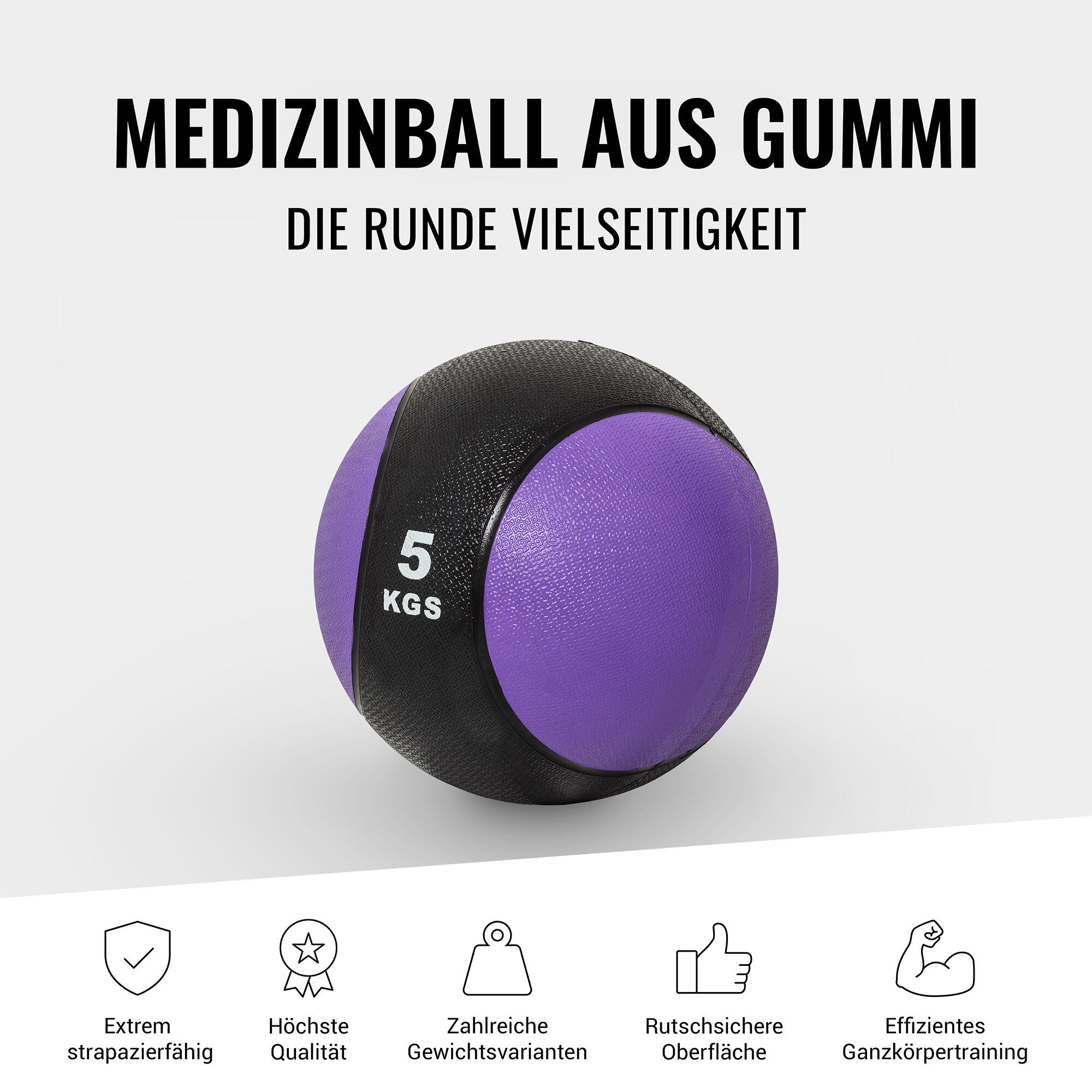 MEDECINE BALL CAOUTCHOUC LOT DE 3 (3, 4 et 5KG) | MUSCULATION ET COSS TRAINING 2/7