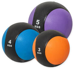MEDECINE BALL CAOUTCHOUC LOT DE 3 (3, 4 et 5KG) | MUSCULATION ET COSS TRAINING