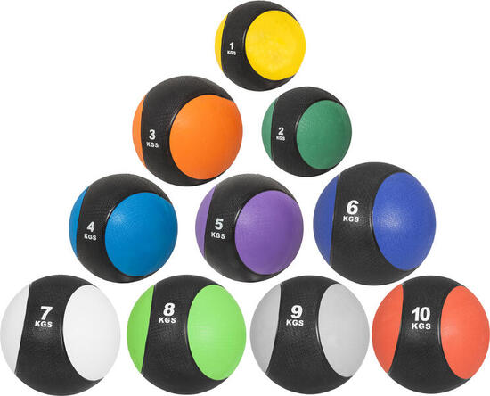 LOT 10 MEDECINE BALL CAOUTCHOUC | MUSCULATION ET CROSS TRAINING | DE 1KG À 10KG