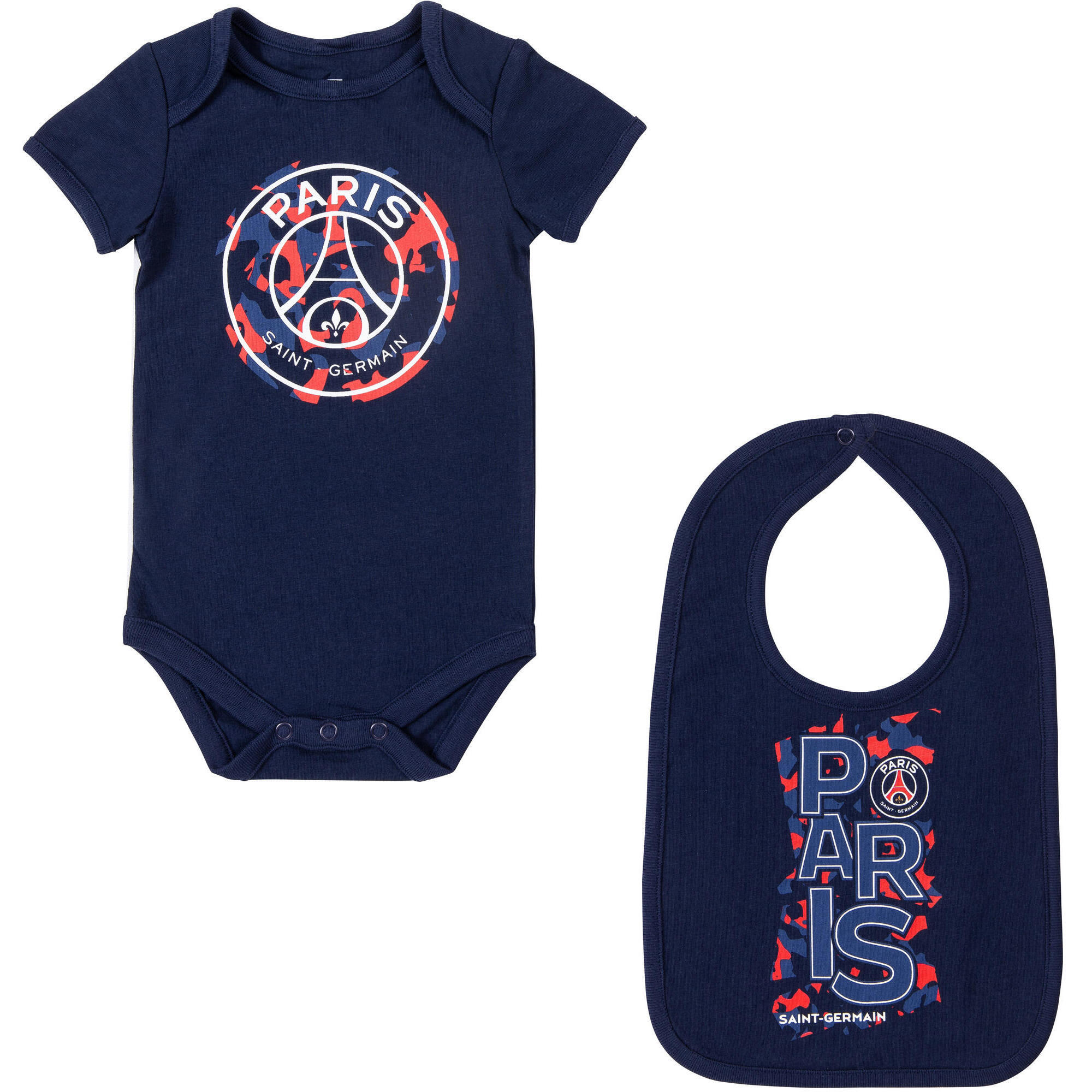 Psg - Ensemble Body Bavoir Bébé Psg - Paris Saint Germain - T-shirt Manches Courtes - Bleu - 12 Mois - Decathlon