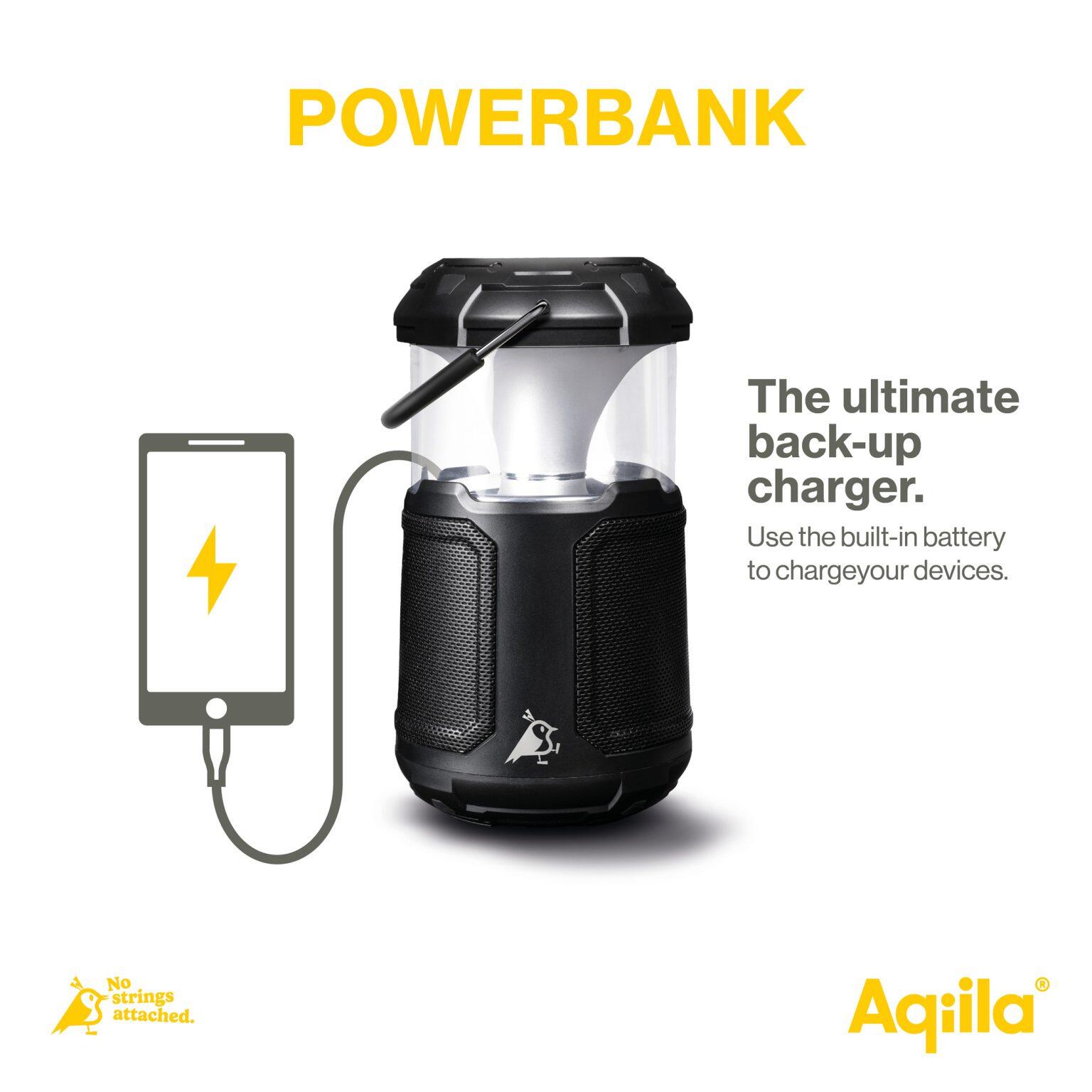 Powertec Aqiila B10 – Powerbank, Enceinte bluetooth , lampe Led 3/6