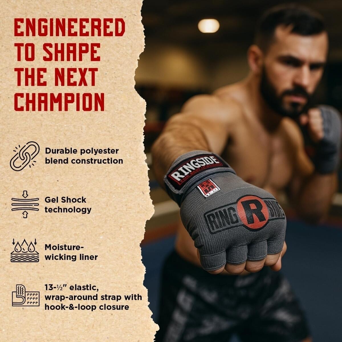 Ringside Pro Gel Inner Gloves Grey L/XL 4/6