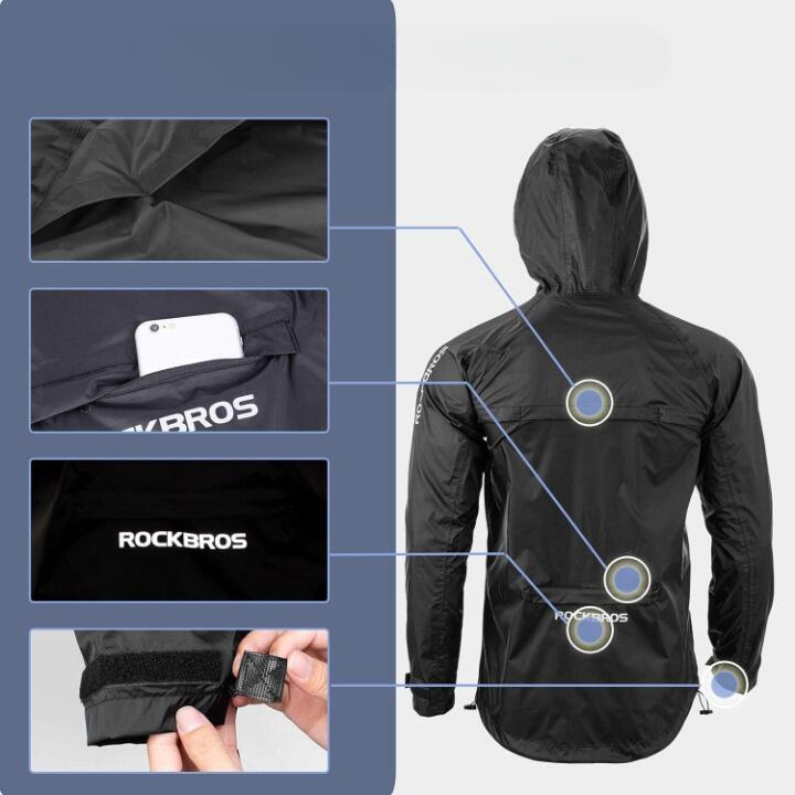 Waterdichte Sport Regenjas met Winddicht Ontwerp voor Fietsen Zwart 3XL 3/7