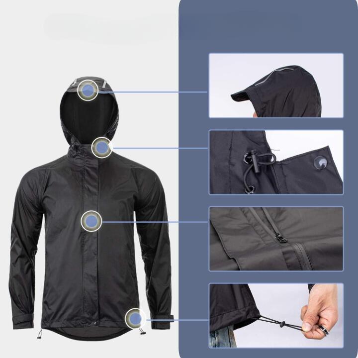Waterdichte Sport Regenjas met Winddicht Ontwerp voor Fietsen Zwart 3XL 2/7