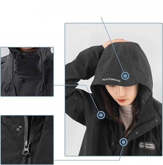 Uniseks Regenjas met Capuchon Waterdicht Zwart XL 4/7