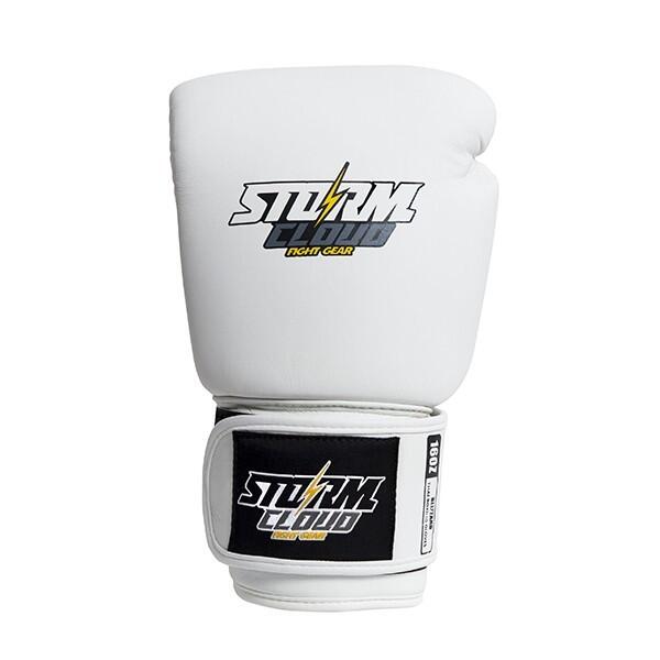 Rękawice Muay Thai ze skóry naturalnej StormCloud Blizzard Classic Białe 16 3/7