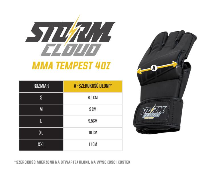 Rękawice MMA StormCloud Tempest Czarne/Czarne 4oz XXL 5/5