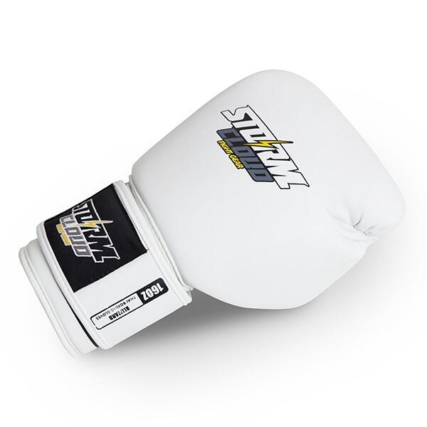 Rękawice Muay Thai ze skóry naturalnej StormCloud Blizzard Classic Białe 16 4/7
