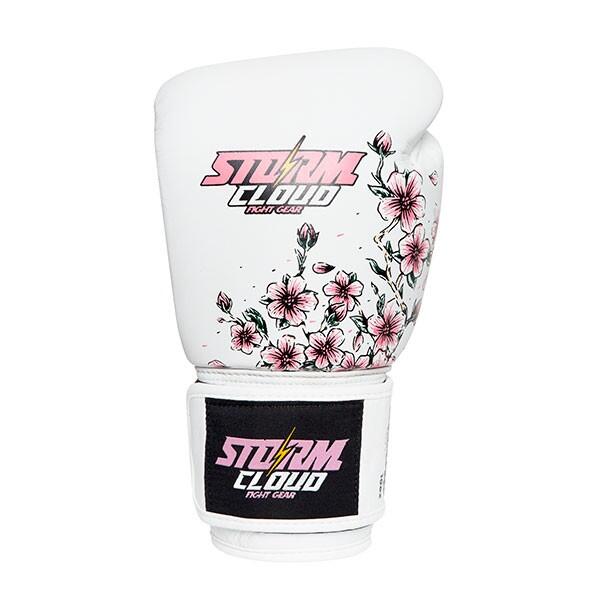 Rękawice do Muay Thai ze skóry naturalnej StormCloud Blizzard Sakura Białe 3/7