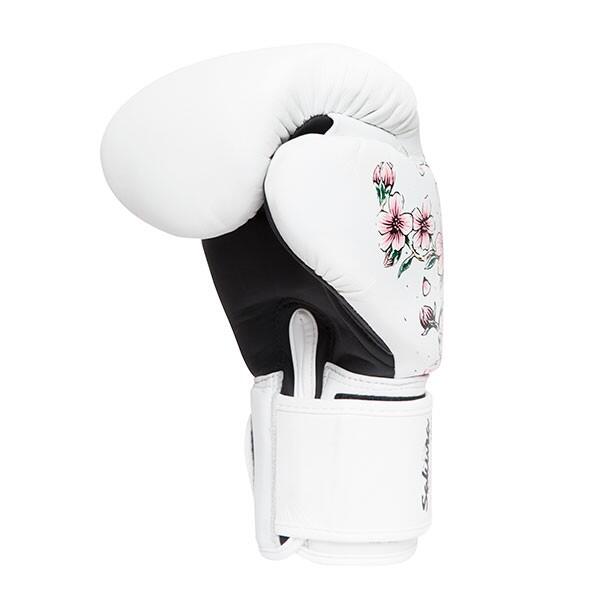 Rękawice do Muay Thai ze skóry naturalnej StormCloud Blizzard Sakura Białe 5/7