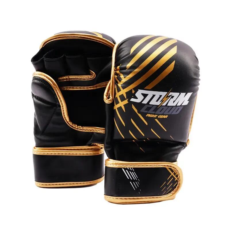 StormCloud Lynx MMA Sparring Gloves Black/Gold 7oz M/L