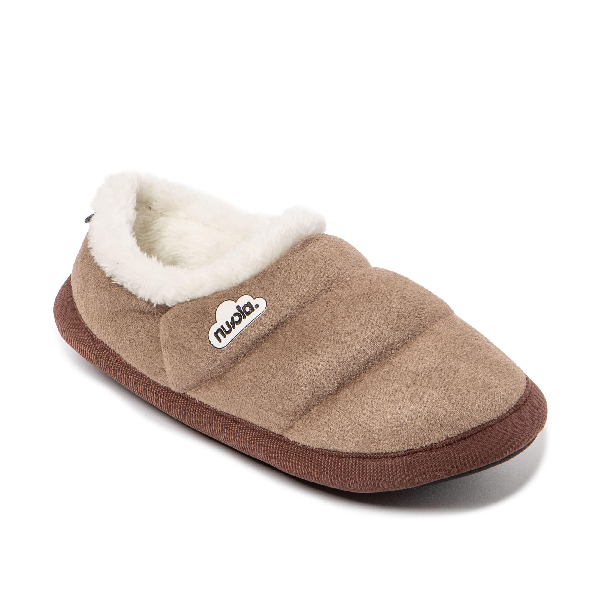 Chaussons Nuvola taupe rembourrés avec semelle en gomme 3/7