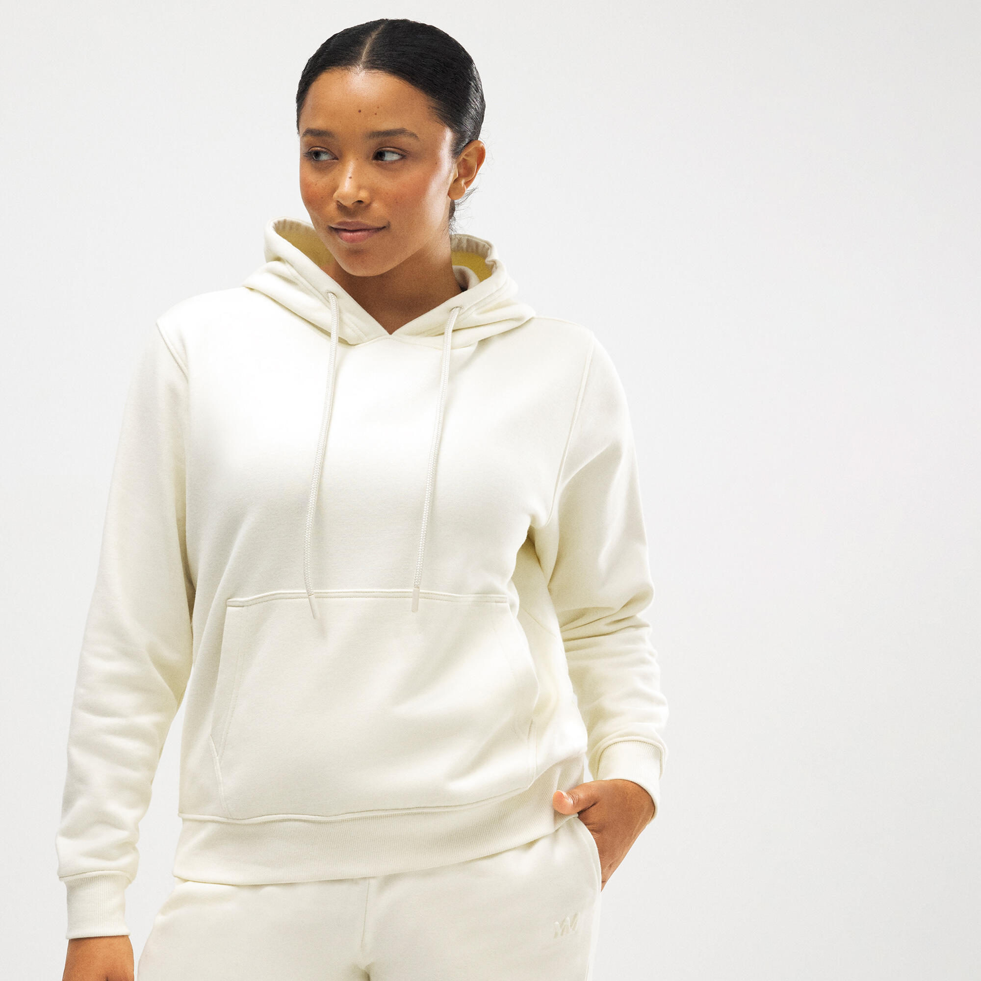 Sudadera con capucha ajustable interior afelpado marfil YSABEL