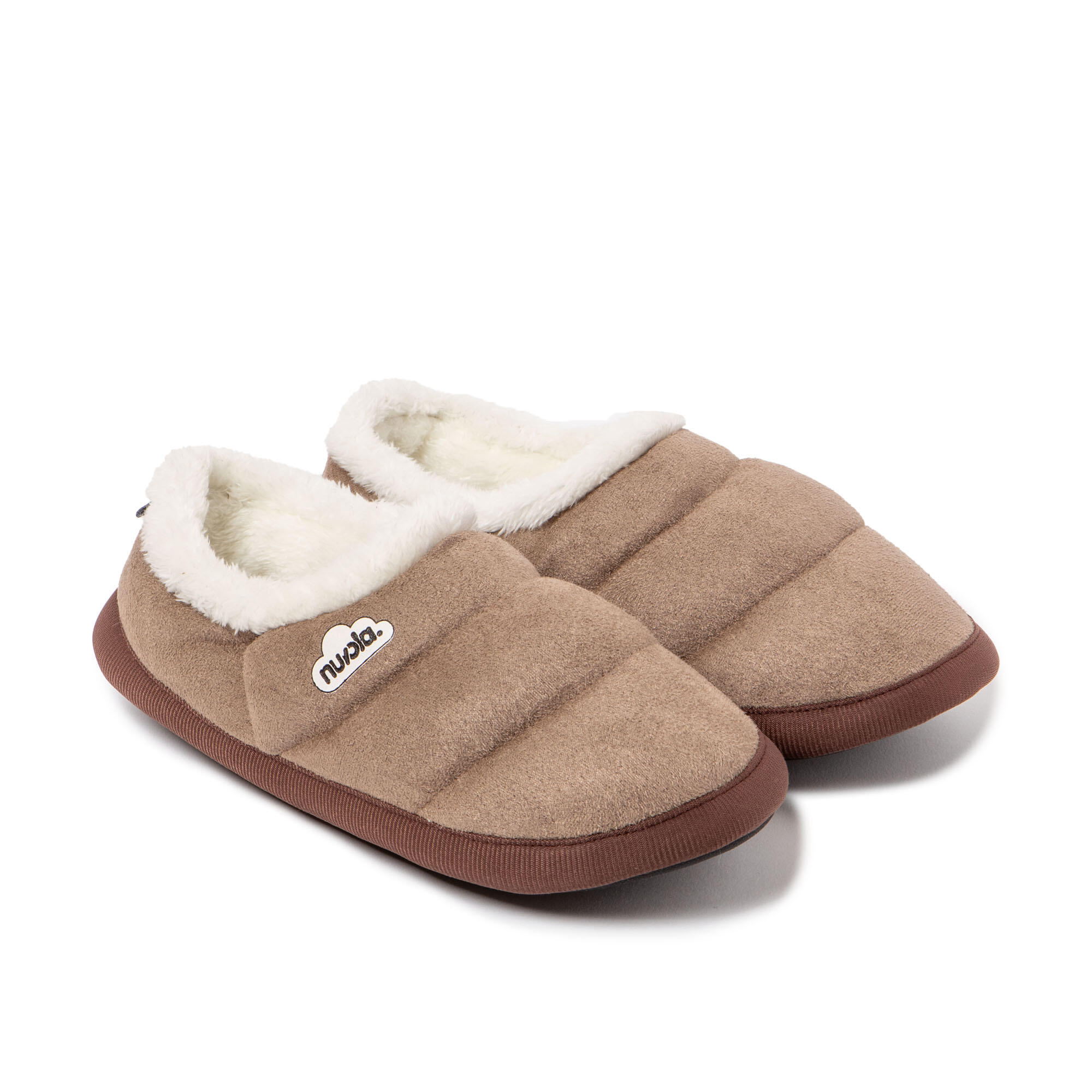 Chaussons Nuvola taupe rembourrés avec semelle en gomme 2/7