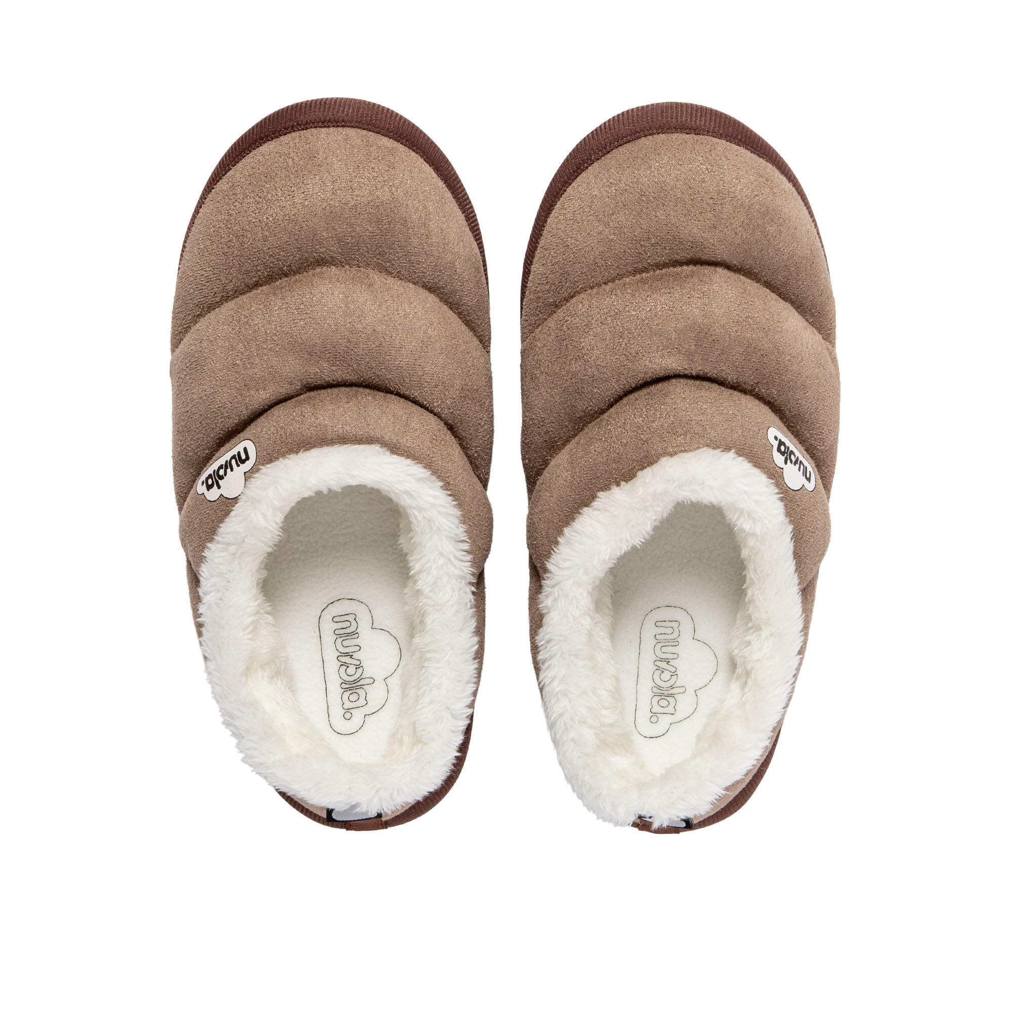 Chaussons Nuvola taupe rembourrés avec semelle en gomme 5/7