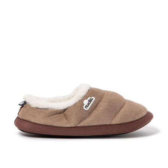 Chaussons Nuvola taupe rembourrés avec semelle en gomme