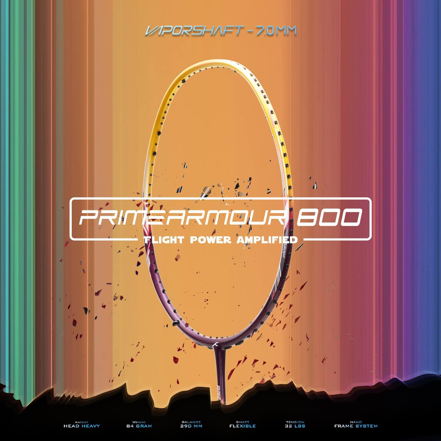 Hundred Badminton-Schläger – Primearmour 800 Dunkelviolett & Gold 5/6