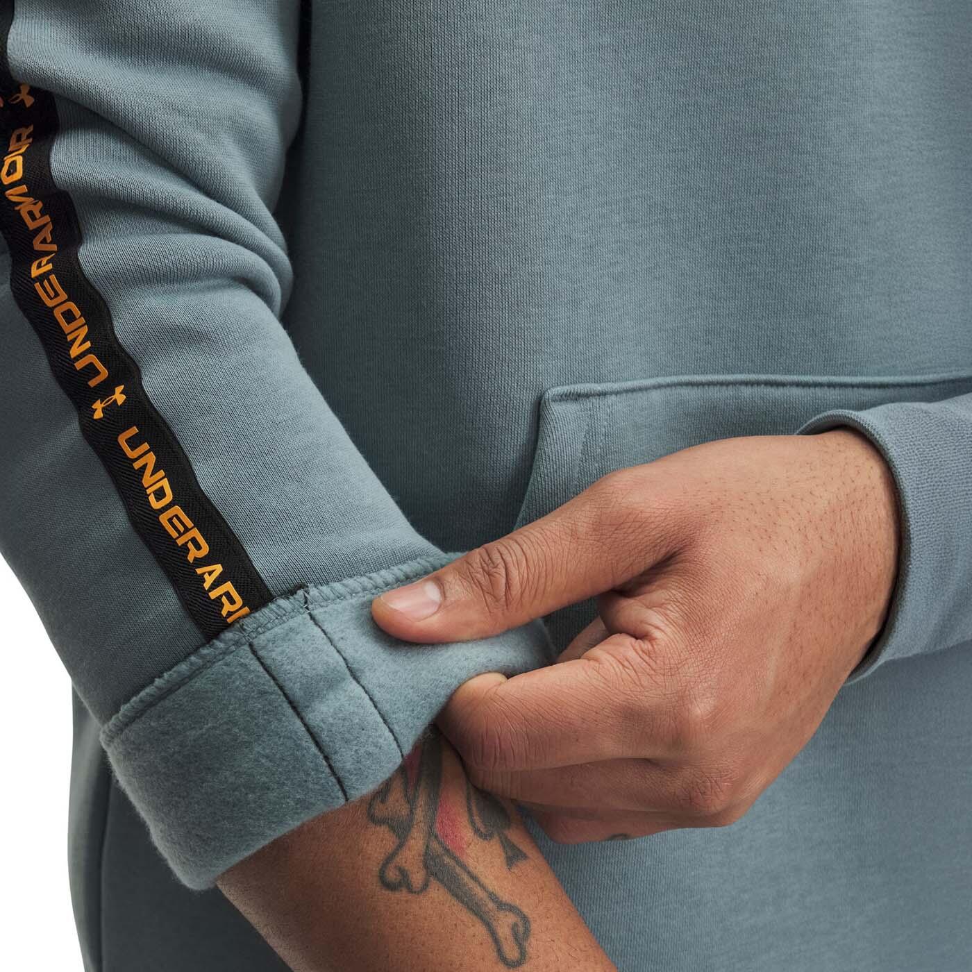 Camisola com capuz UA Icon Fleece para homem com bandas gravadas Jasper azul 3/3