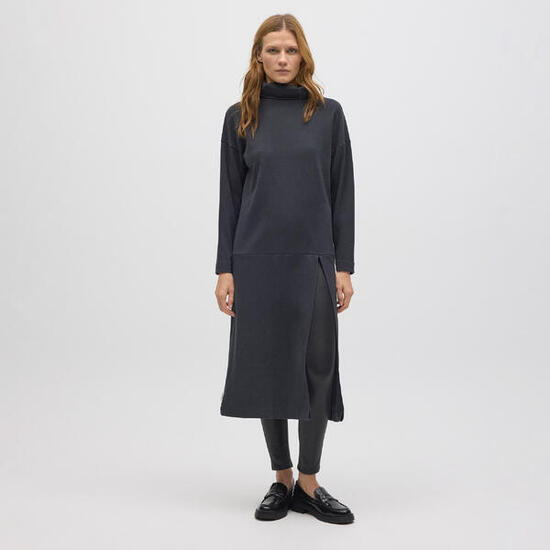Pull maxi chaud en anthracite avec fente