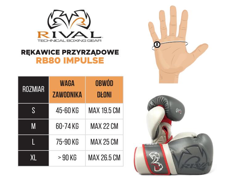 Rękawice Bokserskie przyrządowe Rival RB80 Szare M 2/2