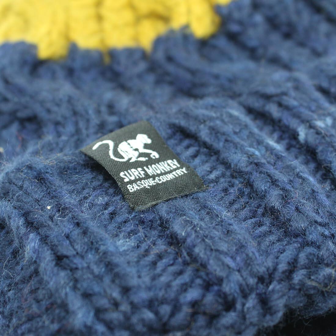 Bommelmütze – Einheitsgröße – Innenfutter – Unisex (Marineblau/Senfgelb) 3/6