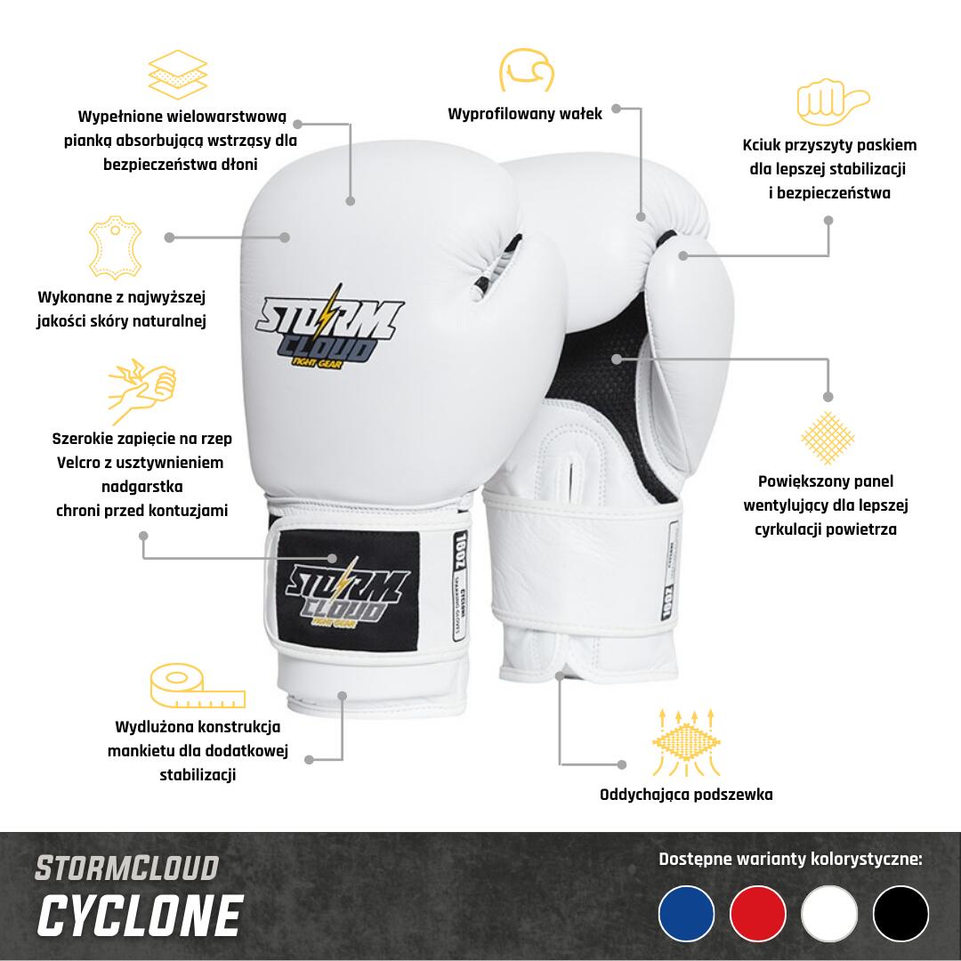 Rękawice Bokserskie StormCloud Sparingowe Cyclone Classic Czerwone 18oz 2/7