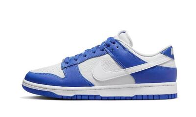 Heren dunk leather low trainers (wit/blauw)