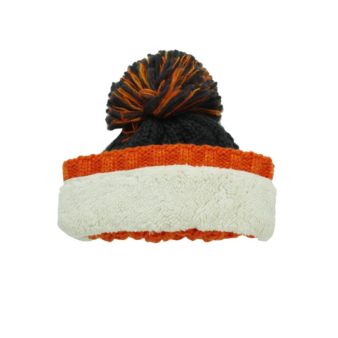Chapéu Pompom - Tamanho Único - Forro Interior - Unissexo (Laranja/Cinza) 2/5