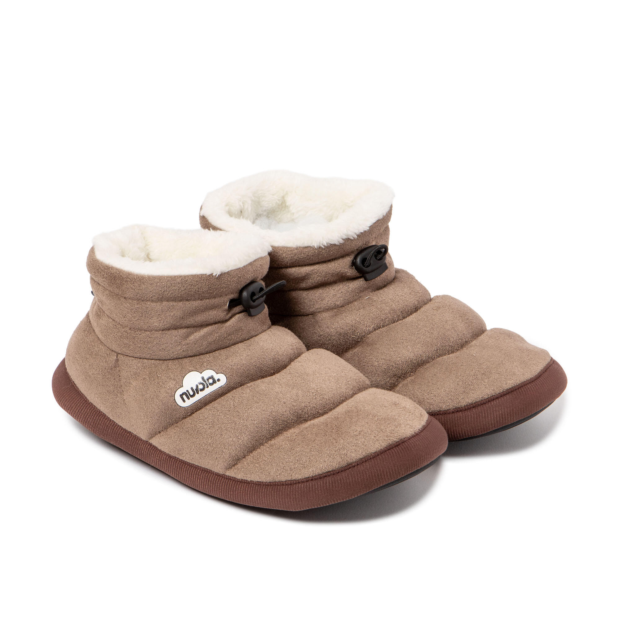Pantufas Nuvola taupe acolchoados com sola de borracha 2/7
