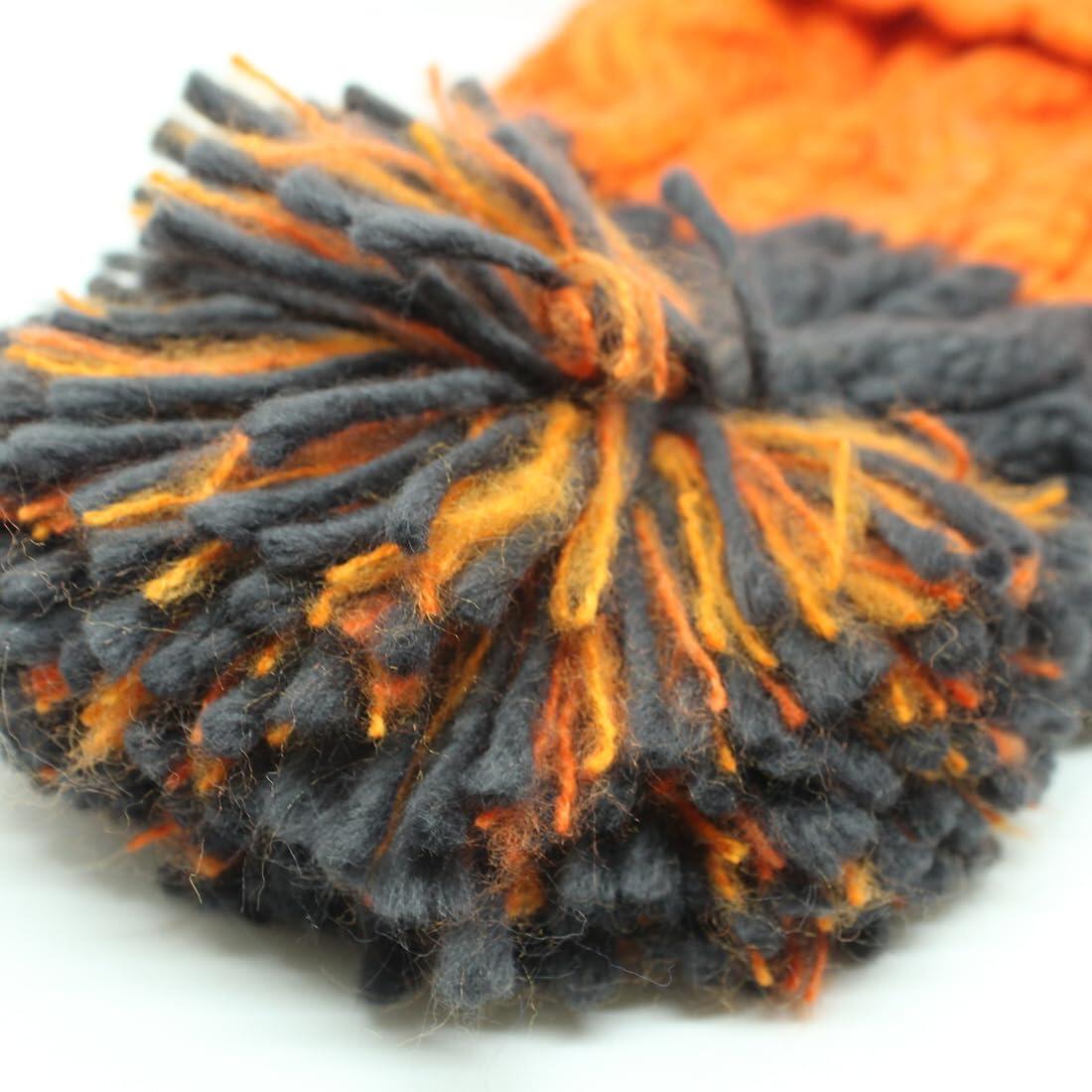 Chapéu Pompom - Tamanho Único - Forro Interior - Unissexo (Laranja/Cinza) 4/5