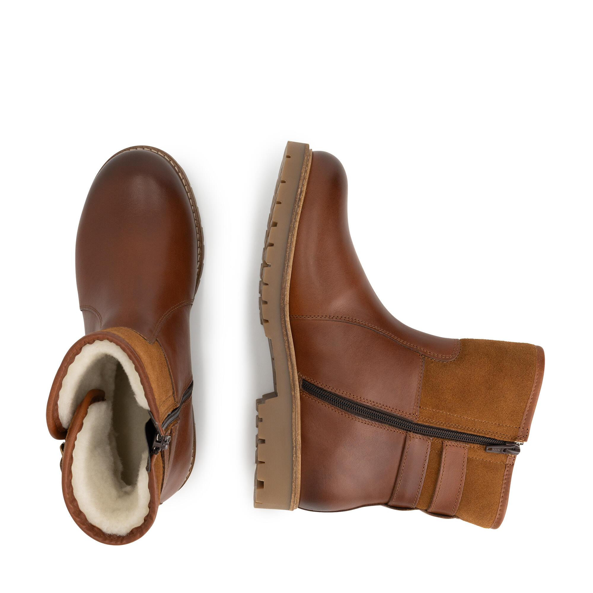 Elva Femmes - Bottines - Doublées de laine - Cognac 4/6