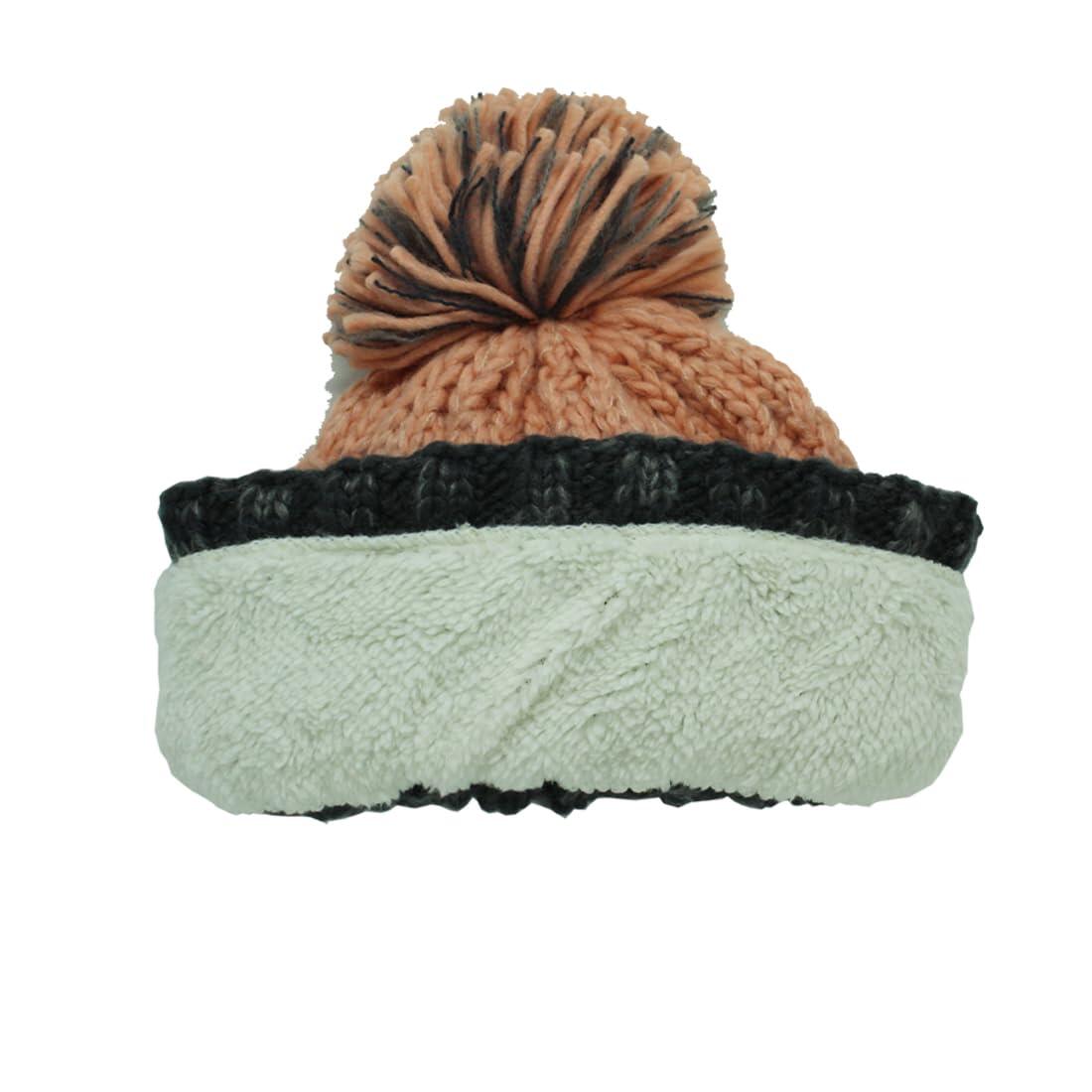 Berretto con pompon - Taglia unica - Fodera interna - Unisex (Grigio/Rosa) 2/6