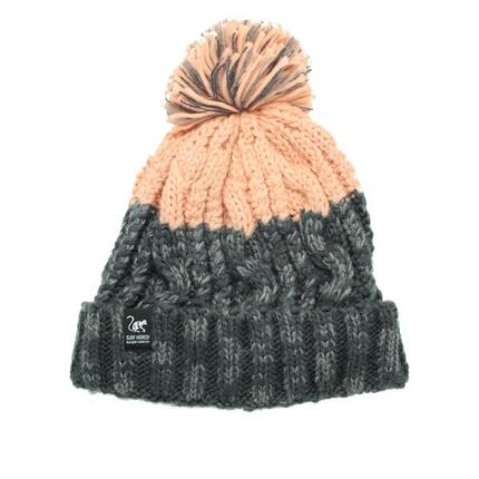 Bonnet à pompon - Taille unique - Doublure intérieure - Unisexe (Marine/Orange)