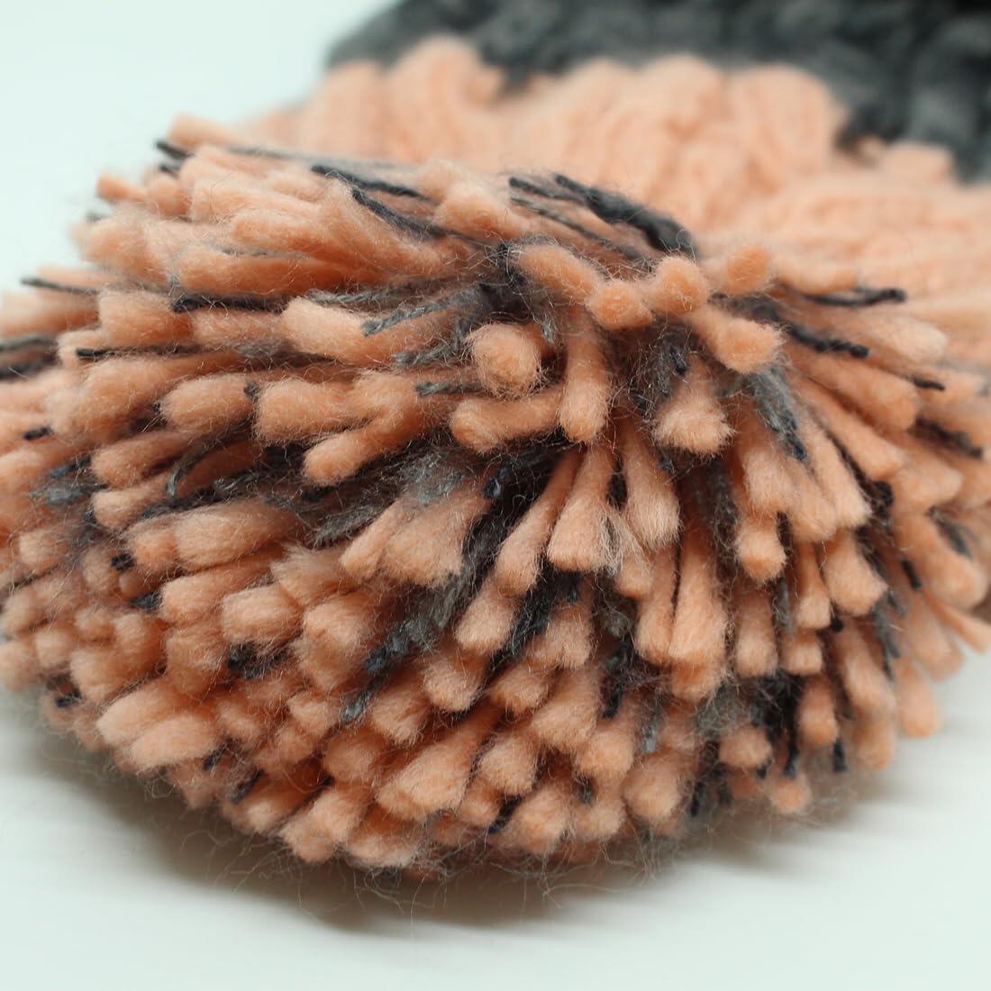 Berretto con pompon - Taglia unica - Fodera interna - Unisex (Grigio/Rosa) 4/6
