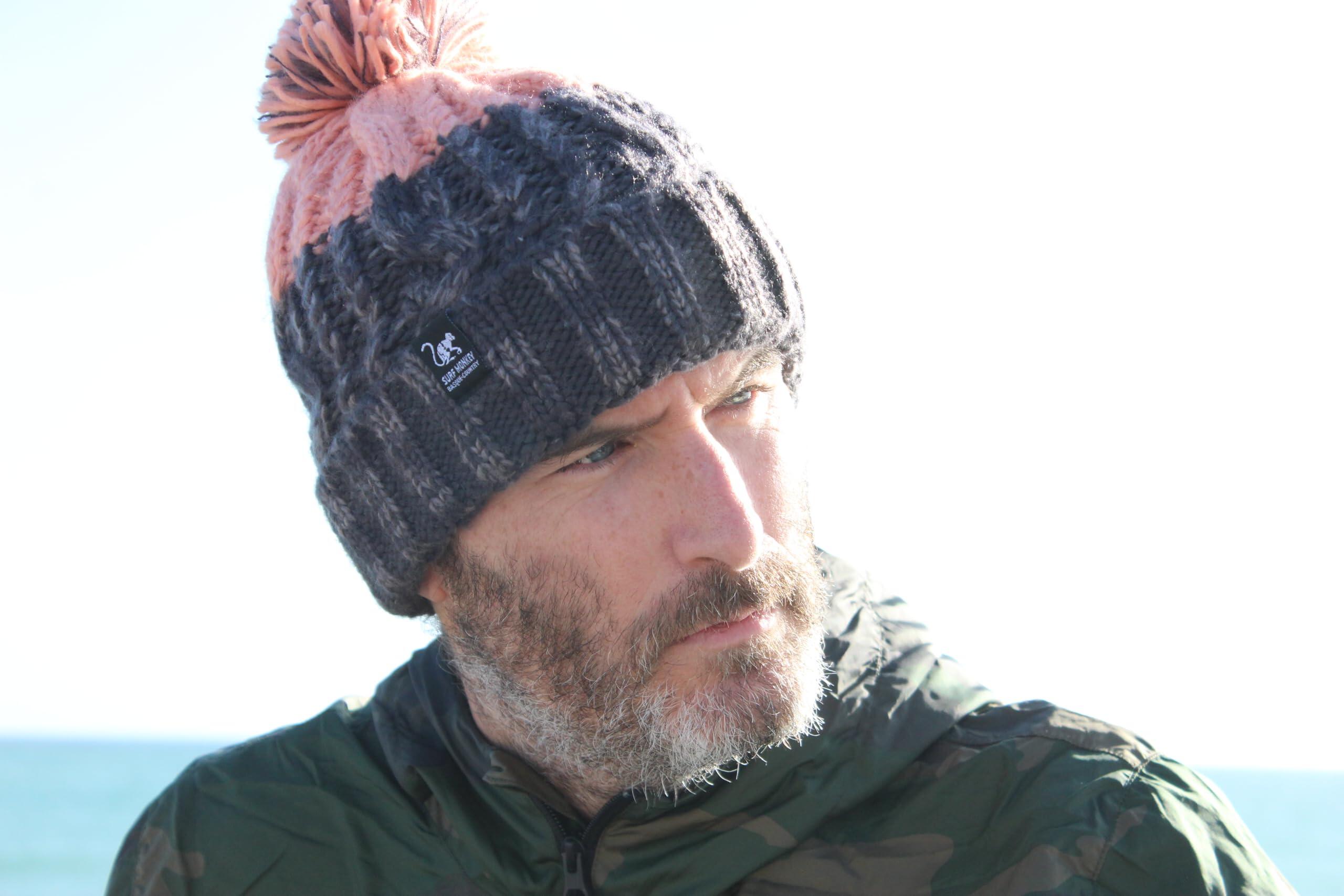 Berretto con pompon - Taglia unica - Fodera interna - Unisex (Grigio/Rosa) 6/6
