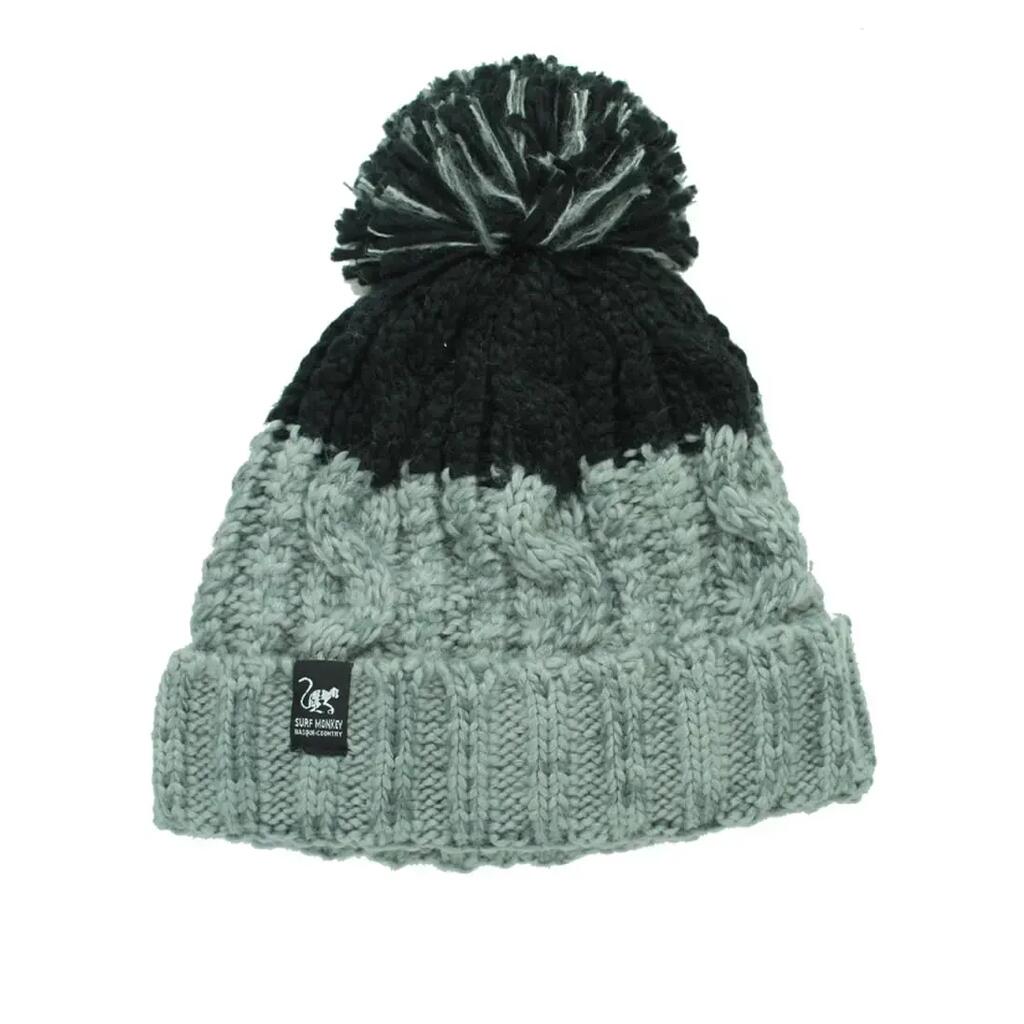 Pompom Hat - One Size - Inner Lining - Unisex (Grey/Black)