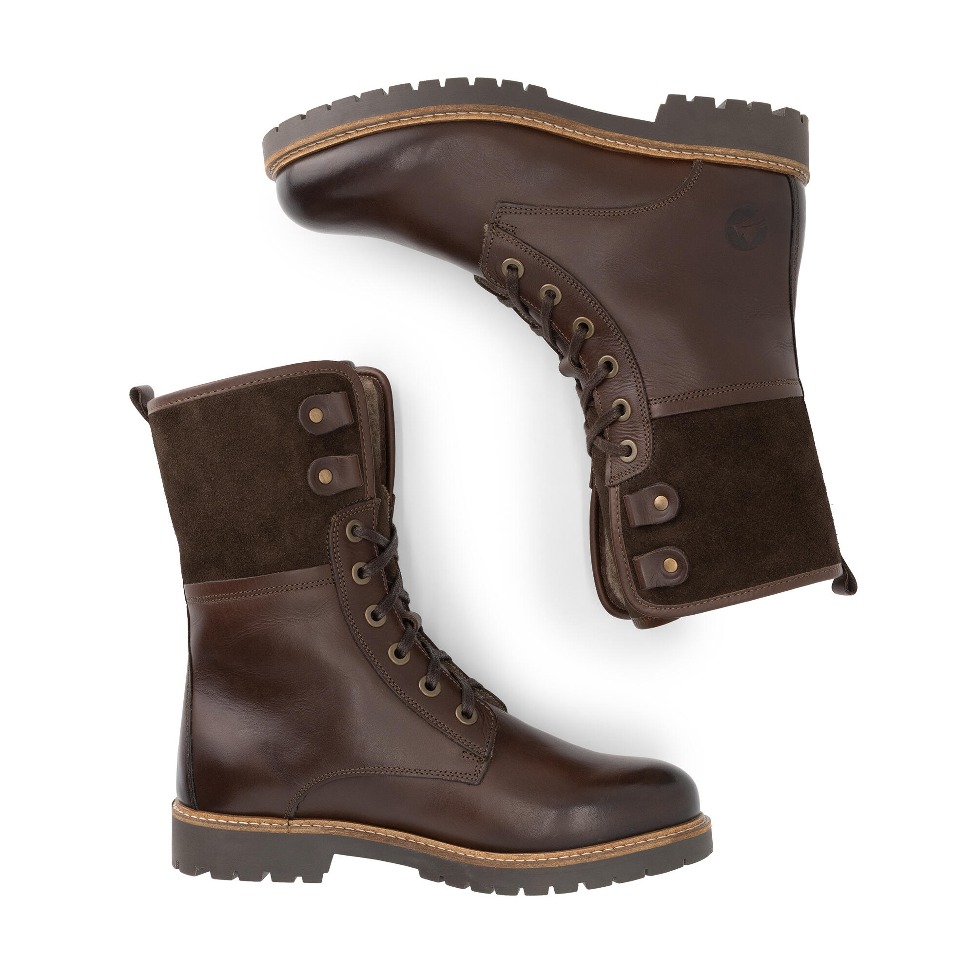 Kongea Damen - Schnürboots - Wolle gefüttert - Dunkelbraun 4/7