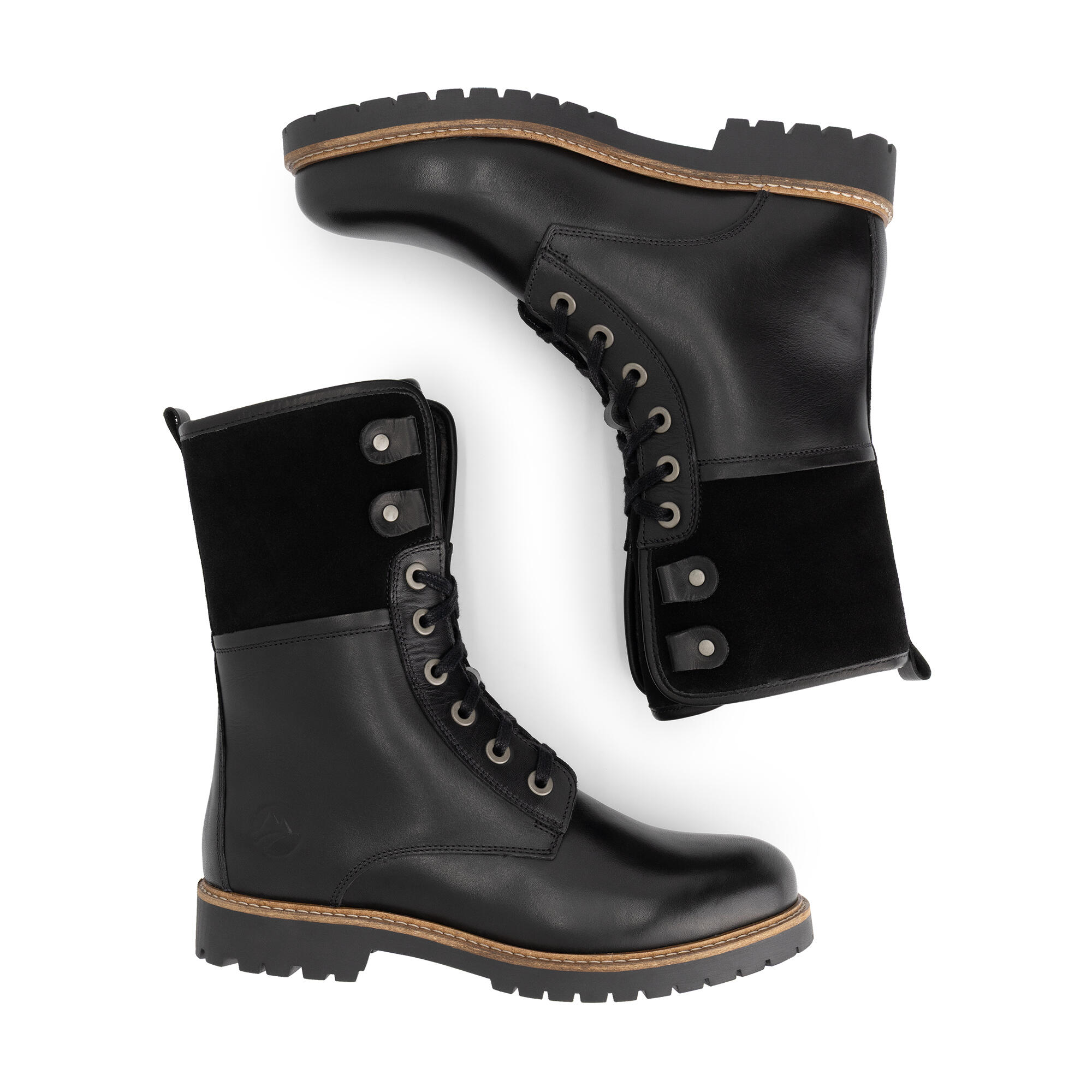 Kongea Femmes - Bottines à lacets - Doublées de laine - Noir 4/7