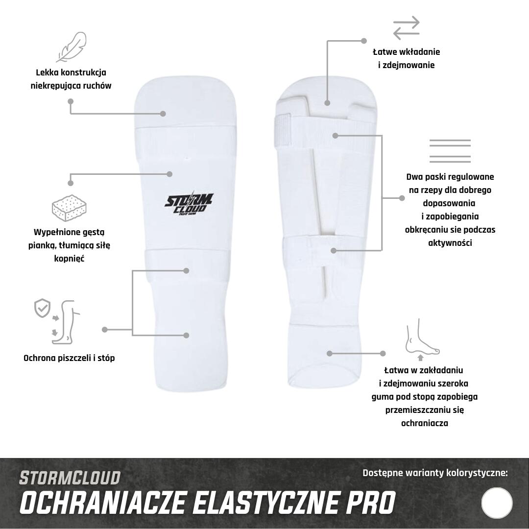 Elastyczne Ochraniacze na Golenie i Stopy StormCloud Pro Białe L 2/6