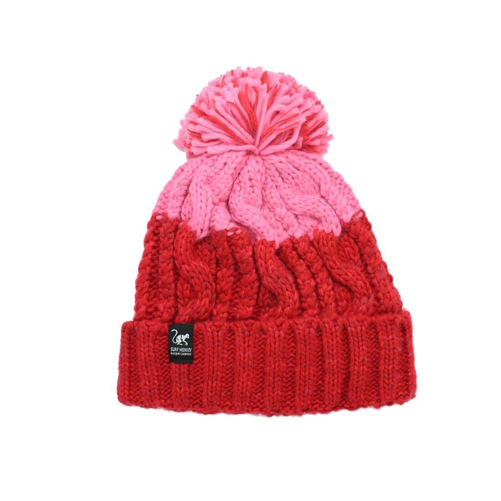 Pompom Hat - One Size - Inner Lining - Unisex (Red/Pink)