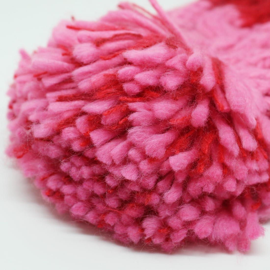Gorro Pompón - Talla Única - Forro Interior - Unisex (Rojo/Rosa) 4/6