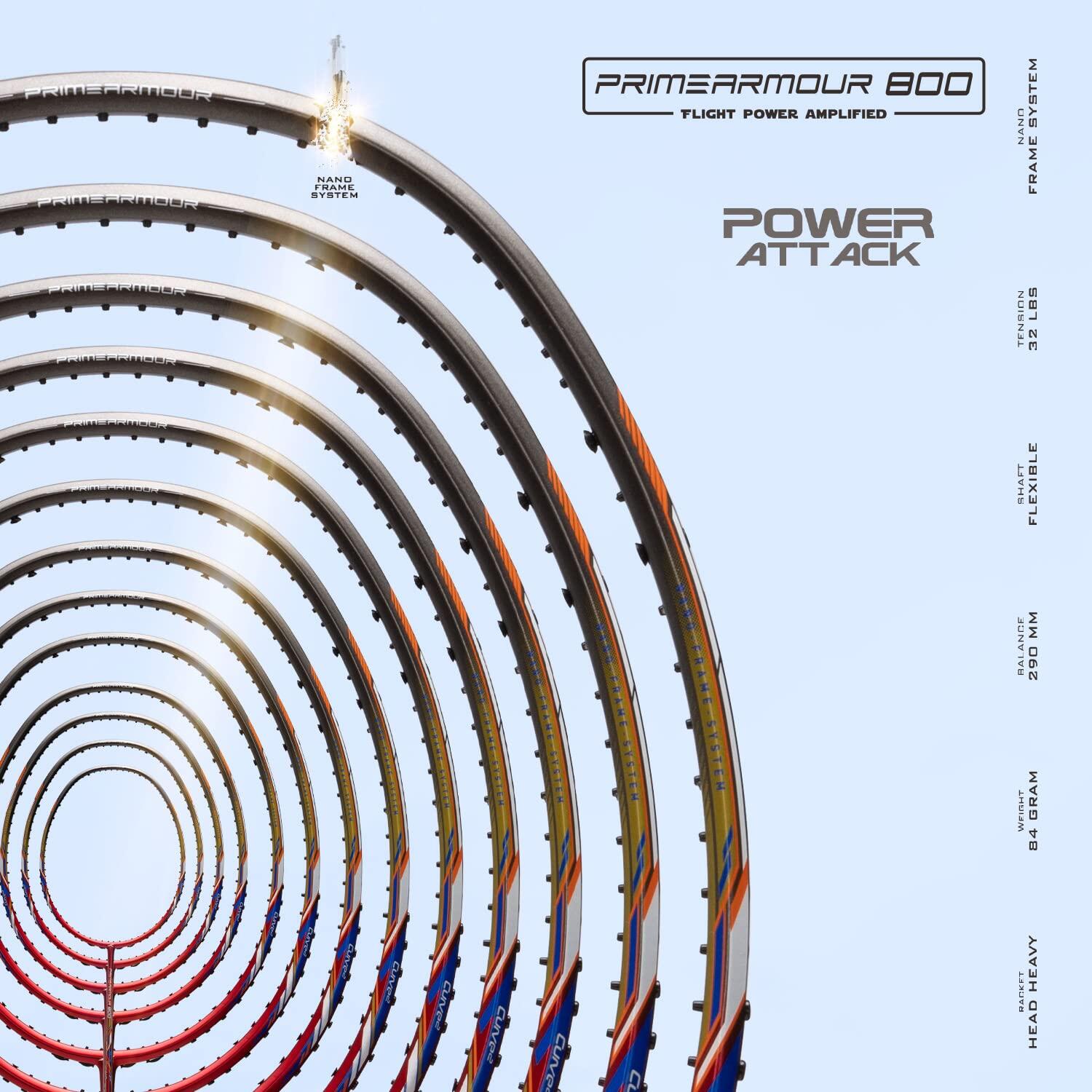 Hundred Badmintonschläger – Primearmour 800 Dunkelrot/Grau 3/7