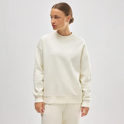 Sudadera cuello redondo con interior afelpado marfil
