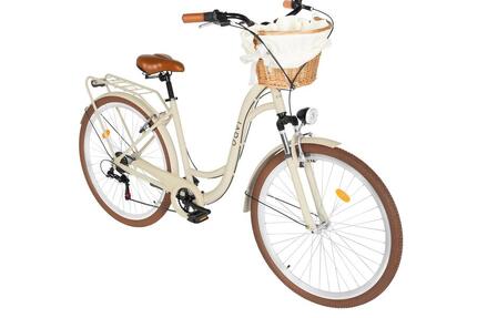 Vélo femme Davi Melisa Aluminium 28″, 7 vitesses, 160–185 cm, crème/marron