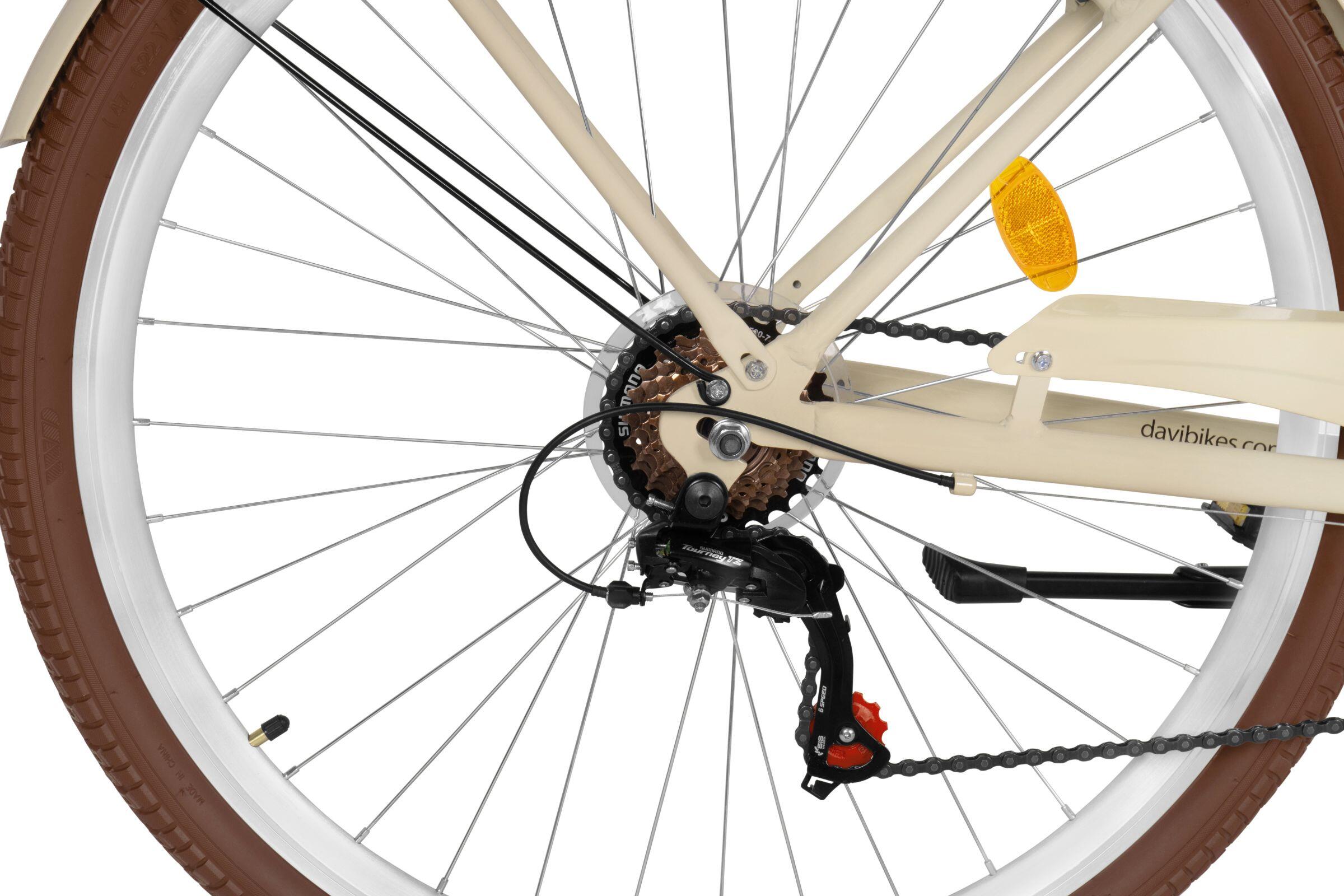 Vélo femme Davi Maria Aluminium 28″, 7 vitesses, 160–185 cm, crème/marron 7/7