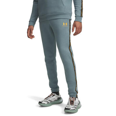 Ua icon fleece joggingbroek met geborduurde strepen voor heren jasper blauw