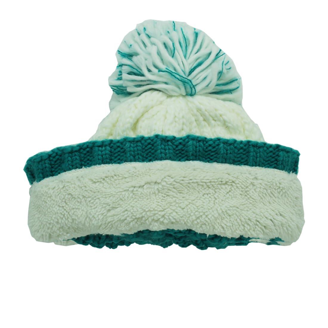 Berretto con pompon - Taglia unica - Fodera interna - Unisex (Verde/Bianco) 2/6