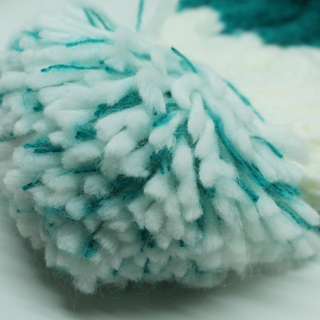 Berretto con pompon - Taglia unica - Fodera interna - Unisex (Verde/Bianco) 4/6