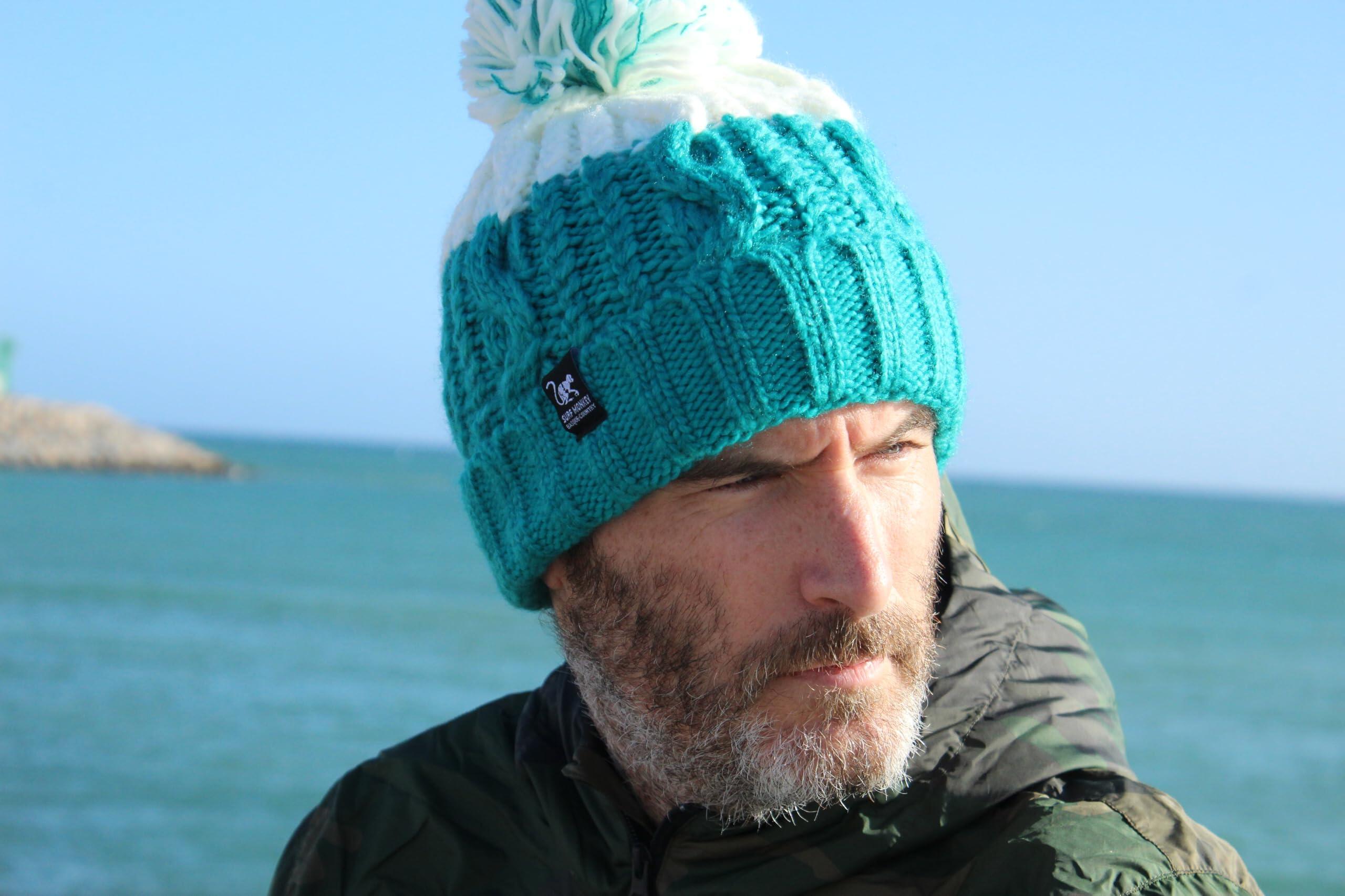 Berretto con pompon - Taglia unica - Fodera interna - Unisex (Verde/Bianco) 6/6