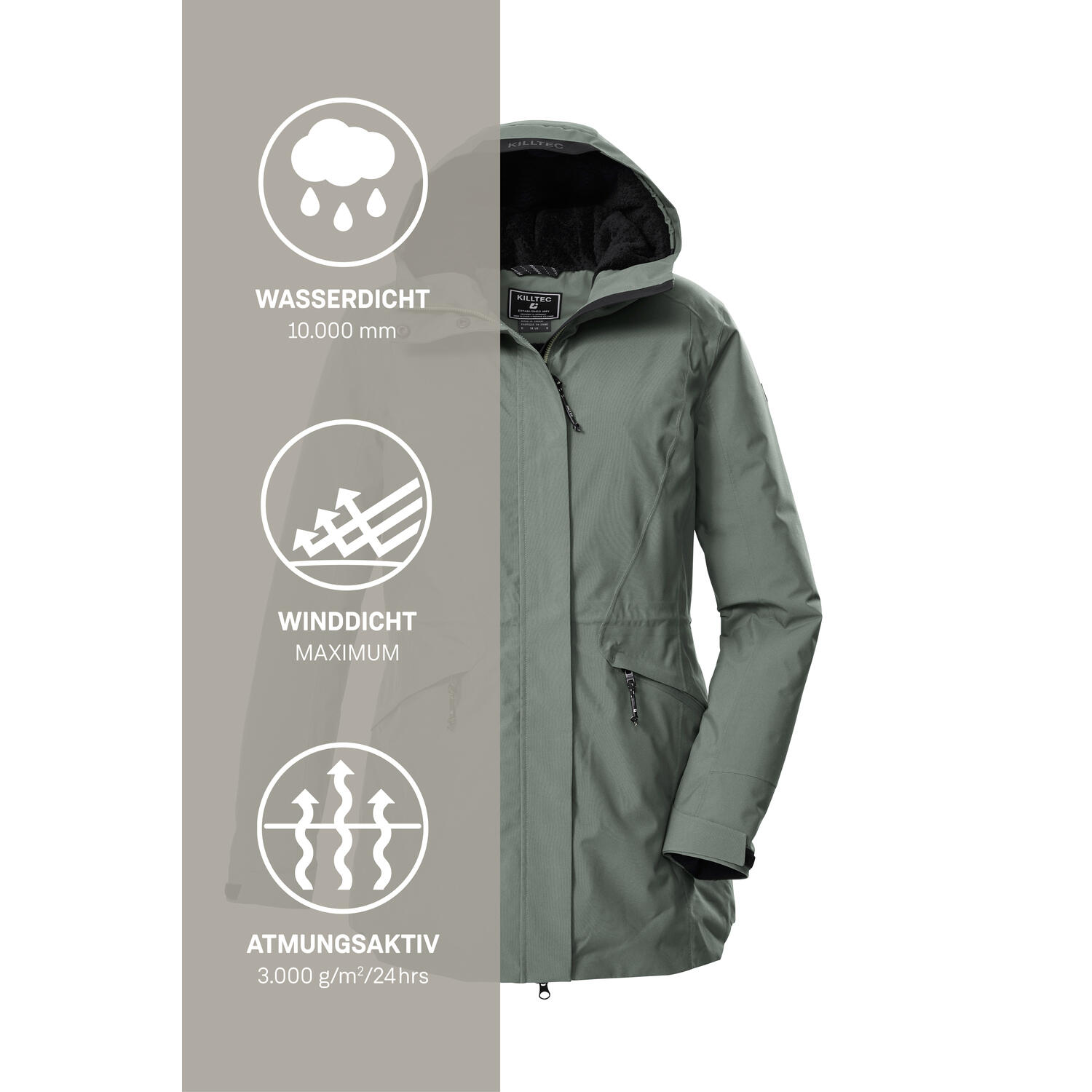 Regenjacke mit Kapuze für Damen Killtec Kow 19 6/6